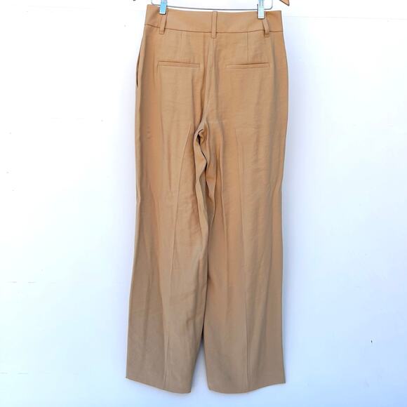 Vince Pleated High Waisted Wide Leg Trousers Khaki Dress Pants Beige 6 Ecovero - Picture 7 of 12